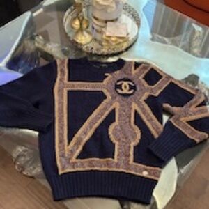 Navy Blue & Gold Chanel Sweater